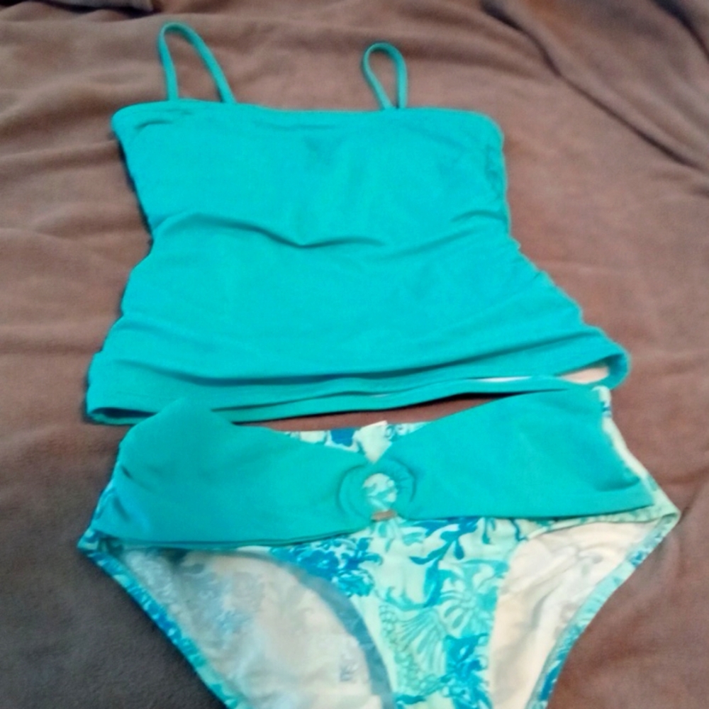 VENUS Aqua and White Tankini